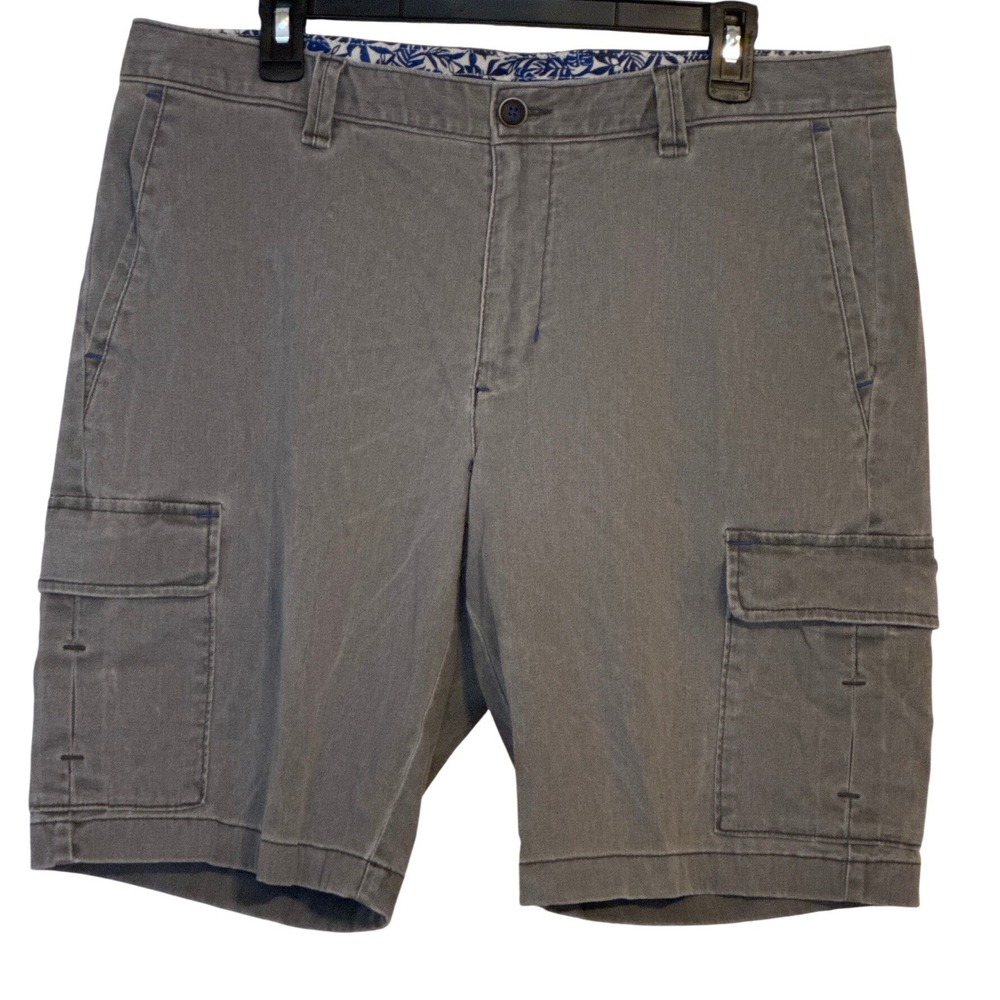 Tommy Bahama Cargo Shorts Mens 36 Grey Cotton Blend Stretch Tropical Lining